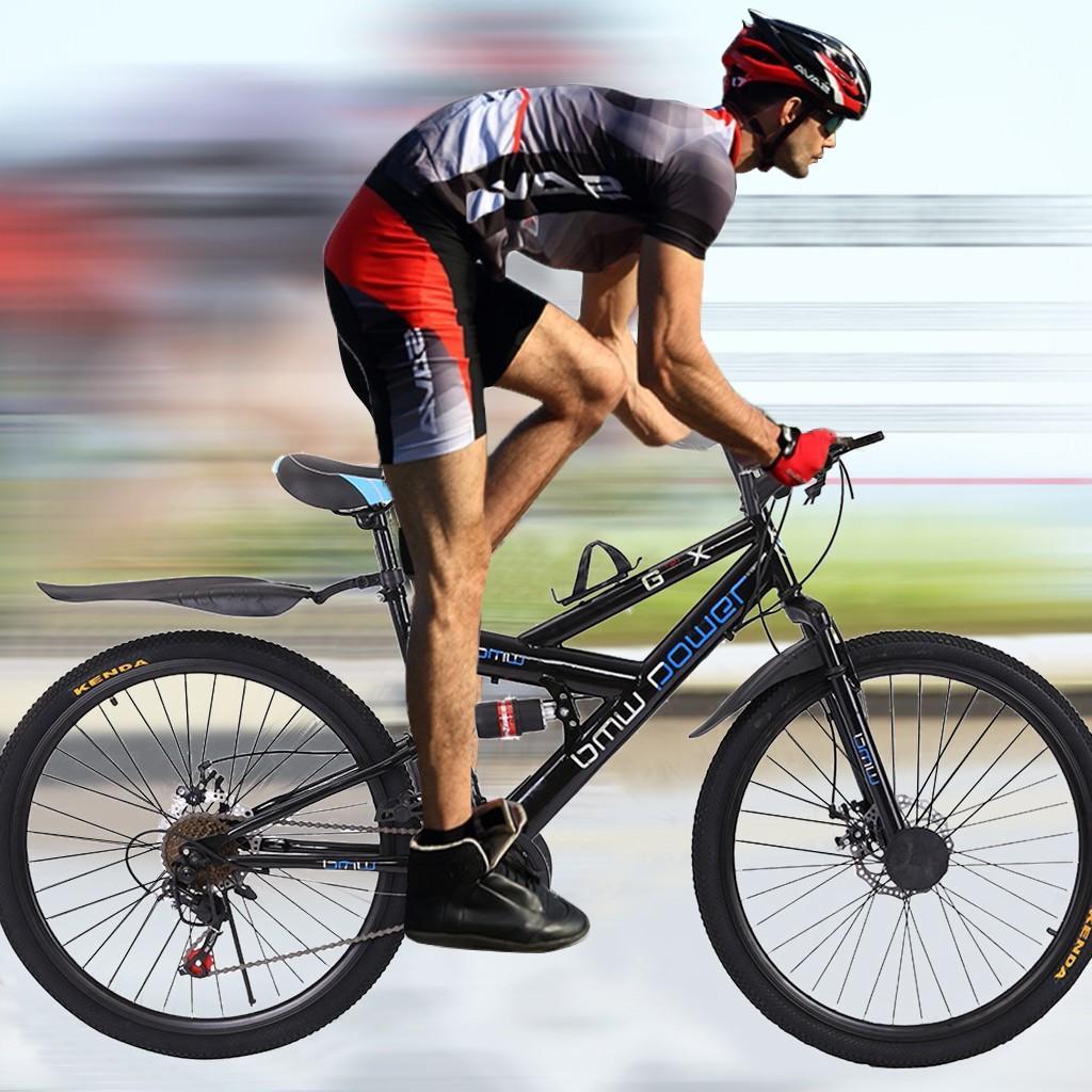 HOMBOM 26in Carbon Steel Mountain Bike s21 Speed Bicycle Full Suspension MTB