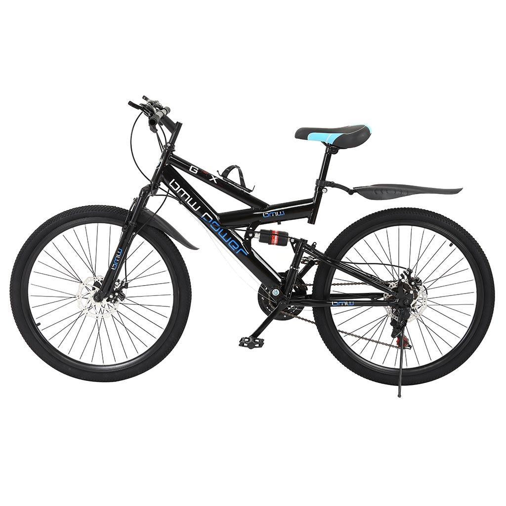 HOMBOM 26in Carbon Steel Mountain Bike s21 Speed Bicycle Full Suspension MTB