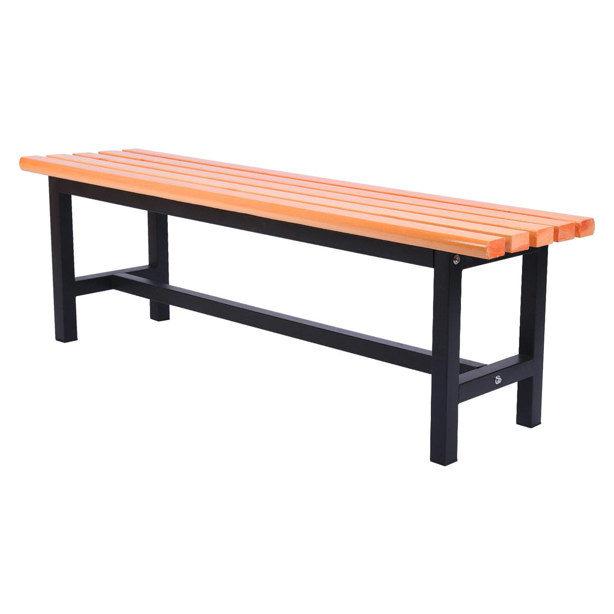 PhoneSoap Outdoor Anticorrosive Bench With Black Iron Legs, Contemporary Yellow