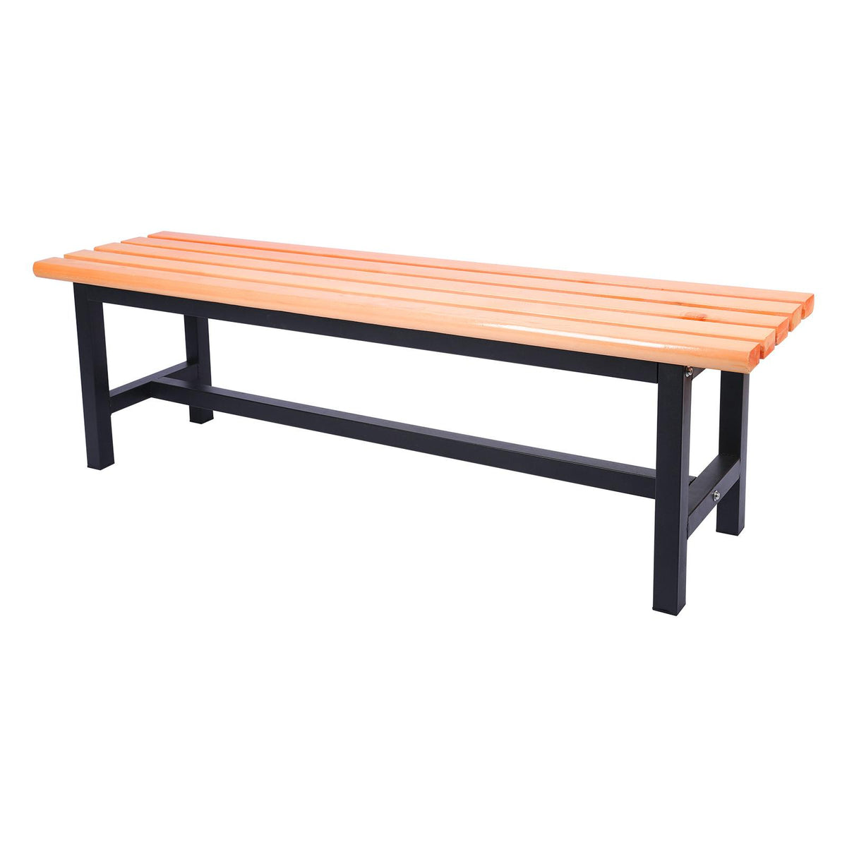 PhoneSoap Outdoor Anticorrosive Bench With Black Iron Legs, Contemporary Yellow