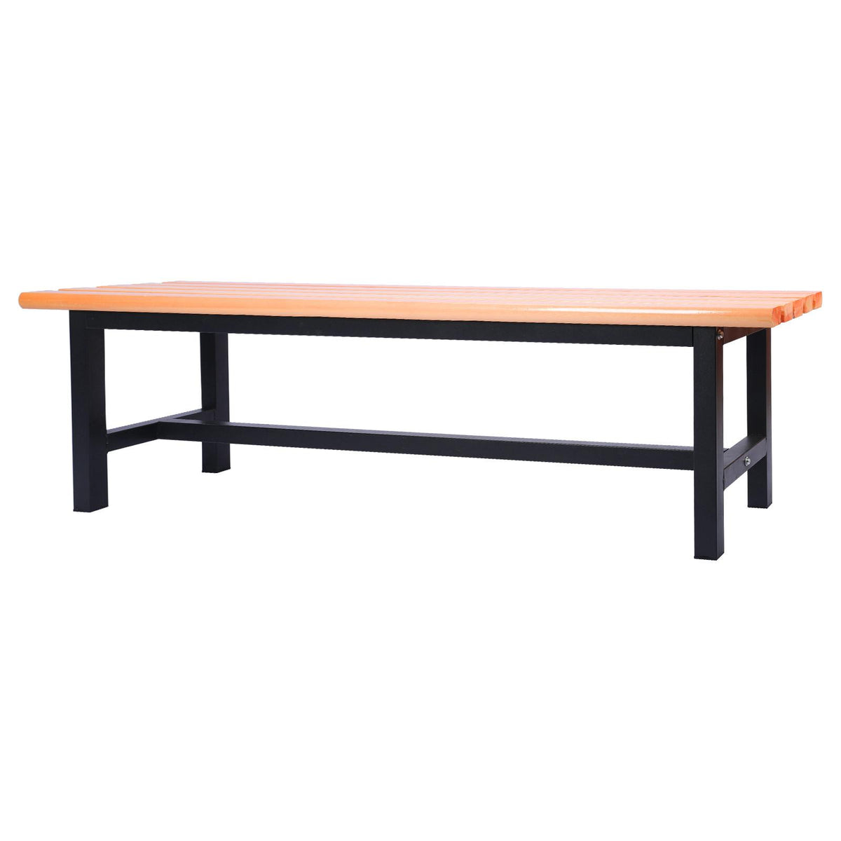 PhoneSoap Outdoor Anticorrosive Bench With Black Iron Legs, Contemporary Yellow