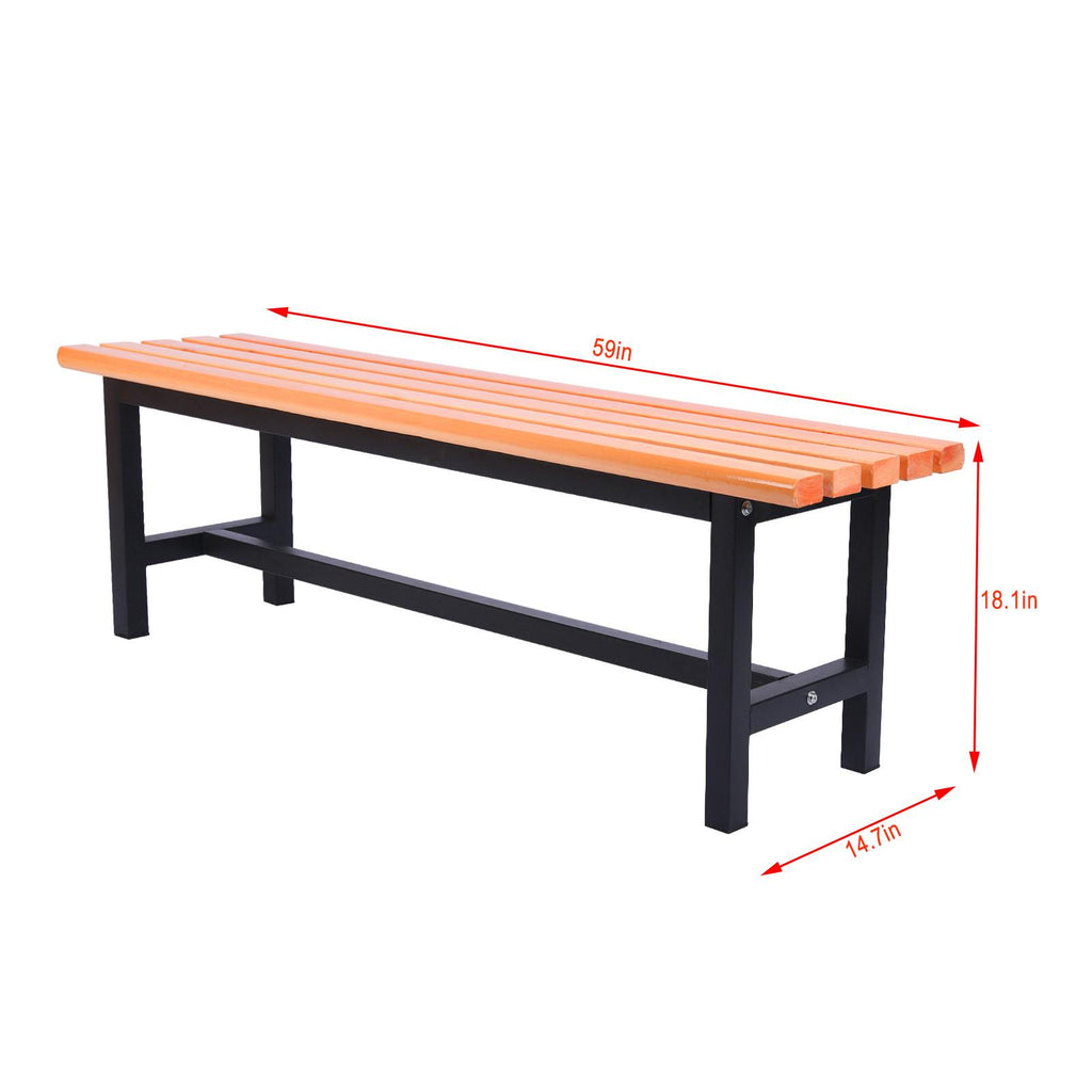 PhoneSoap Outdoor Anticorrosive Bench With Black Iron Legs, Contemporary Yellow