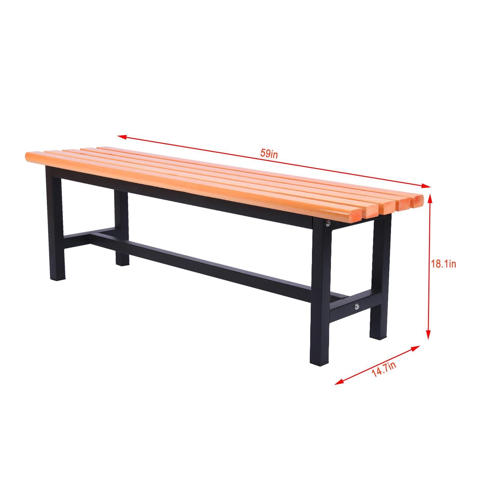 PhoneSoap Outdoor Anticorrosive Bench With Black Iron Legs, Contemporary Yellow