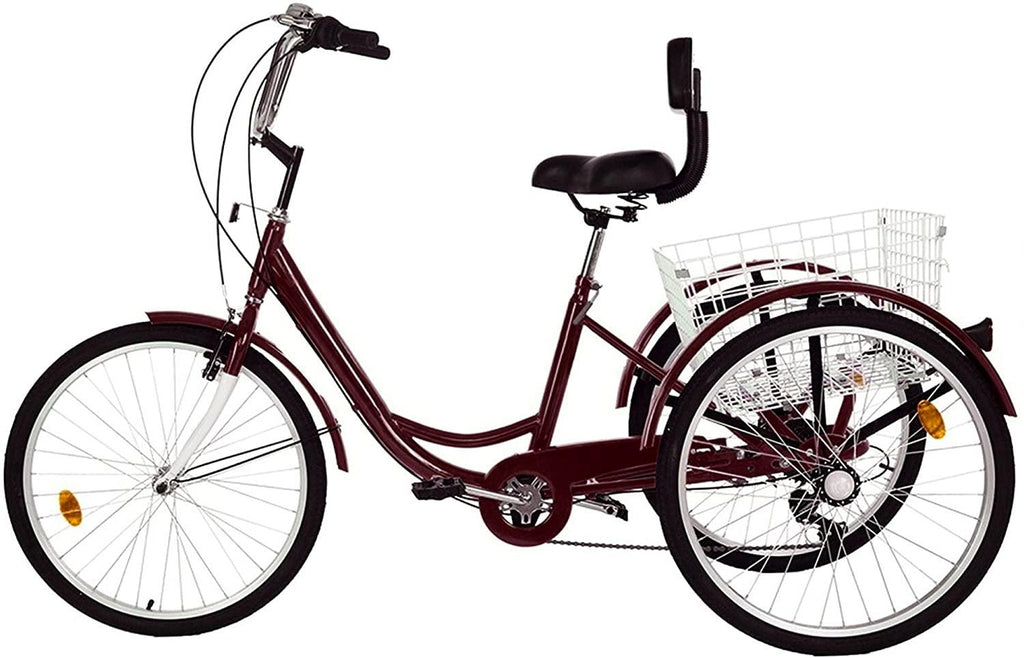 Decsix Adult Tricycle 1/7 Speed 3-Wheel for Shopping W/Installation Tools,24 Inch Adults Trikes for Seniors with Shopping Basket