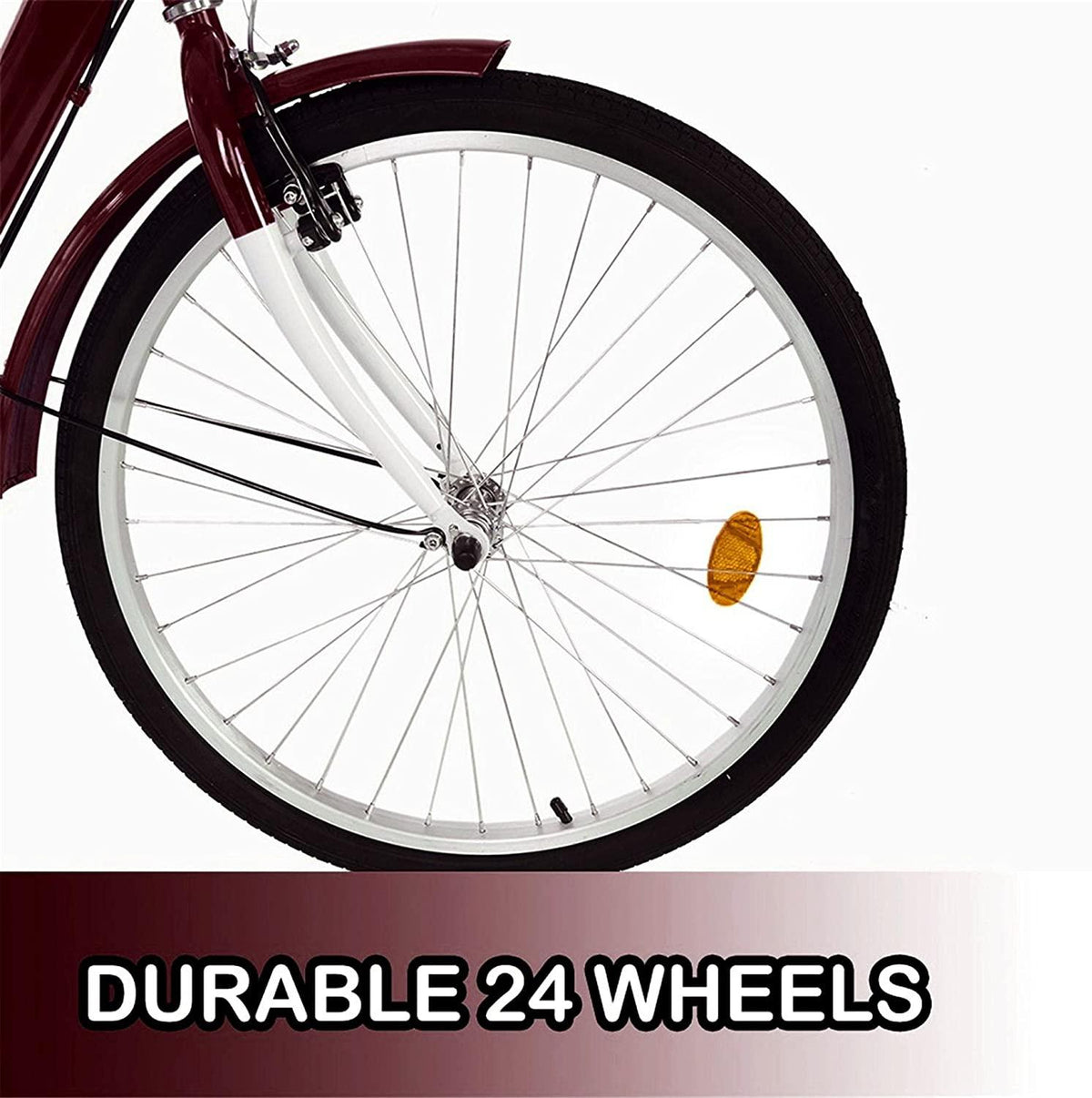 Decsix Adult Tricycle 1/7 Speed 3-Wheel for Shopping W/Installation Tools,24 Inch Adults Trikes for Seniors with Shopping Basket