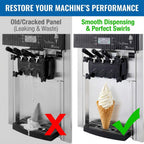 Front Panel Dispenser DischarDoor Compatible with  YKF Soft Serve Ice Cream Machines - Complete Faceplate Assembly with 3 Handles, Valve Rods & Seals - Commercial Food Grade Parts