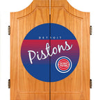 20.5 in. Detroit Pistons Hardwood Classics NBA Wood Dart Cabinet Set
