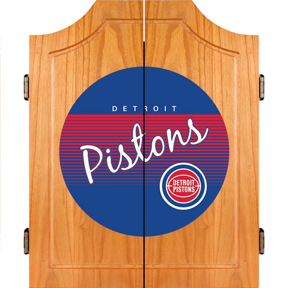 20.5 in. Detroit Pistons Hardwood Classics NBA Wood Dart Cabinet Set