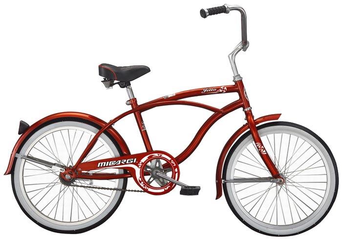 Micargi JETTA 20' Beach Cruiser Coaster Brake Single Speed  Steel Spokes One Piece Crank Alloy Rims 36H Color: RED