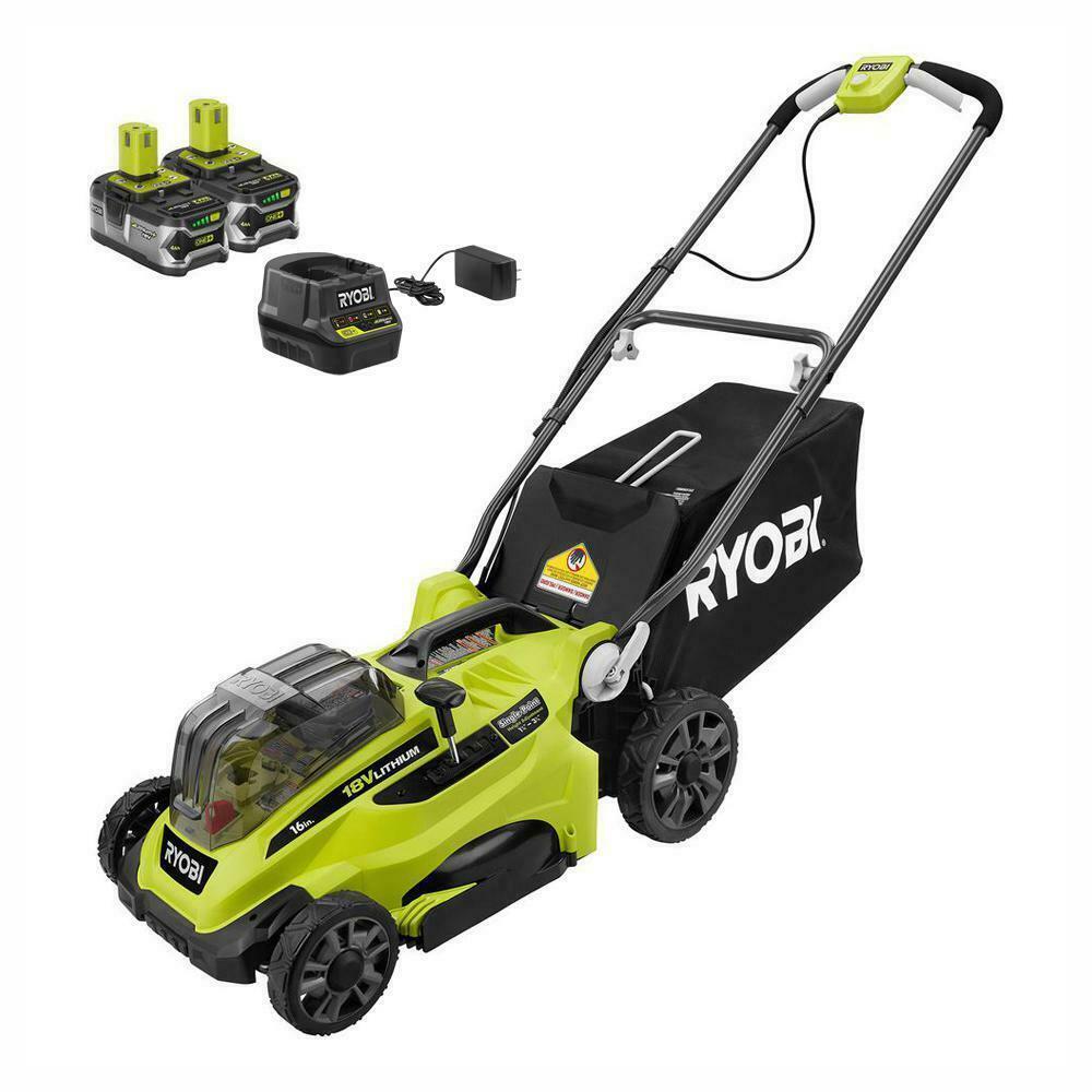 Cordless Lawn Mower Push Start 16 in 18V Lithium-Ion PLUS 2 Batteries! NEW