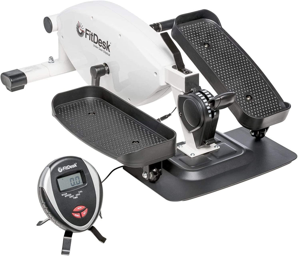 FitDesk Under Desk Elliptical - Bike Pedal Machine with Magnetic Resistance for Quiet, Fluid Motion - Adjustable Tension with Digital Performance Meter