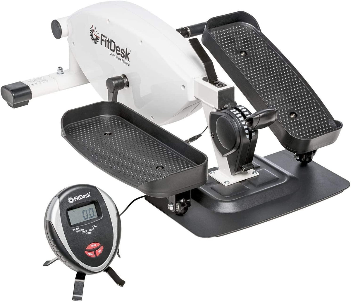 FitDesk Under Desk Elliptical - Bike Pedal Machine with Magnetic Resistance for Quiet, Fluid Motion - Adjustable Tension with Digital Performance Meter