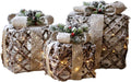 XXJF 3pc Lighted Tinsel Boxes Presents Christmas Outdoor Decor for Christmas Weddings Party Yard Home Holiday Art Decorations (White and Silver)