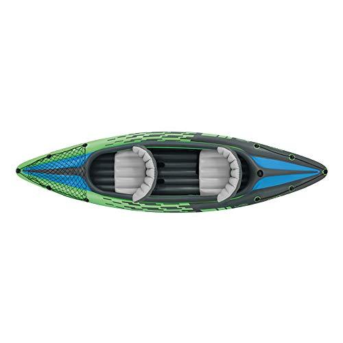 Challenger K2 Kayak, 2-Person Inflatable Kayak Set with Aluminum Oars and High Output Air-Pump, Grey/Blue (68306NP)