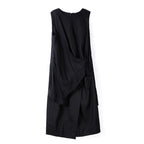 Babakud Side Strap Black Sleeveless Cotton Linen Art Design Dress