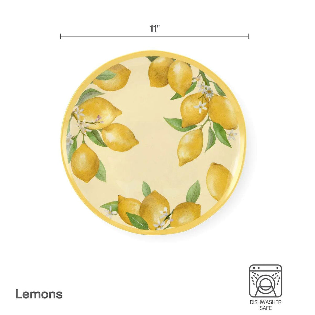 Lemons Set of 4 Outdoor Melamine Dinner Plates