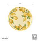 Lemons Set of 4 Outdoor Melamine Dinner Plates