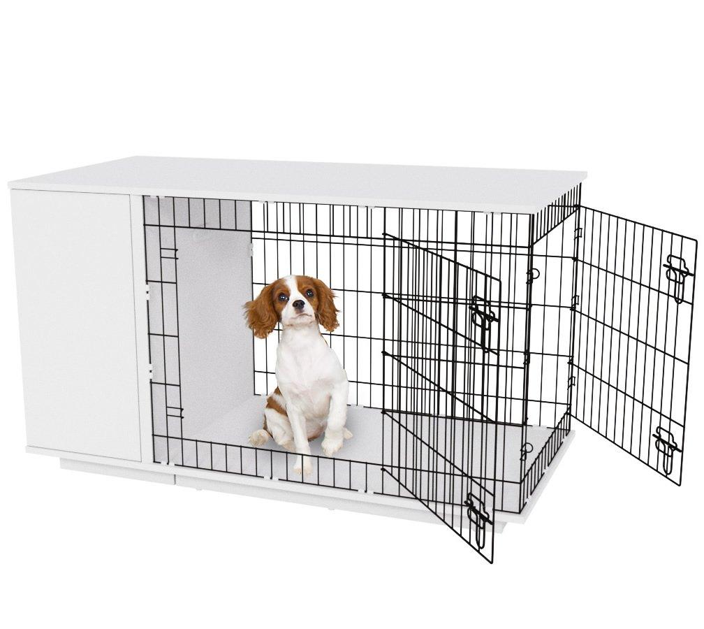 Omlet Fido Studio 36" Luxury Dog Crate/Dog Bed with Wardrobe - White