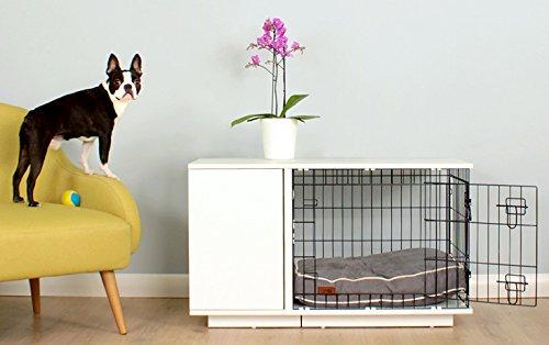 Omlet Fido Studio 36" Luxury Dog Crate/Dog Bed with Wardrobe - White