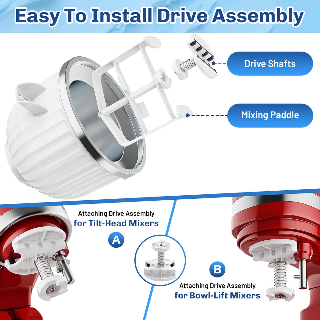 Ice Cream Maker Attachment for  Stand Mixers, Ice Cream Maker Machine Compatible with 4.5QT and Larger  Mixers, 2-Quart Capacity, Sorbet and Gelato Maker Accessory by