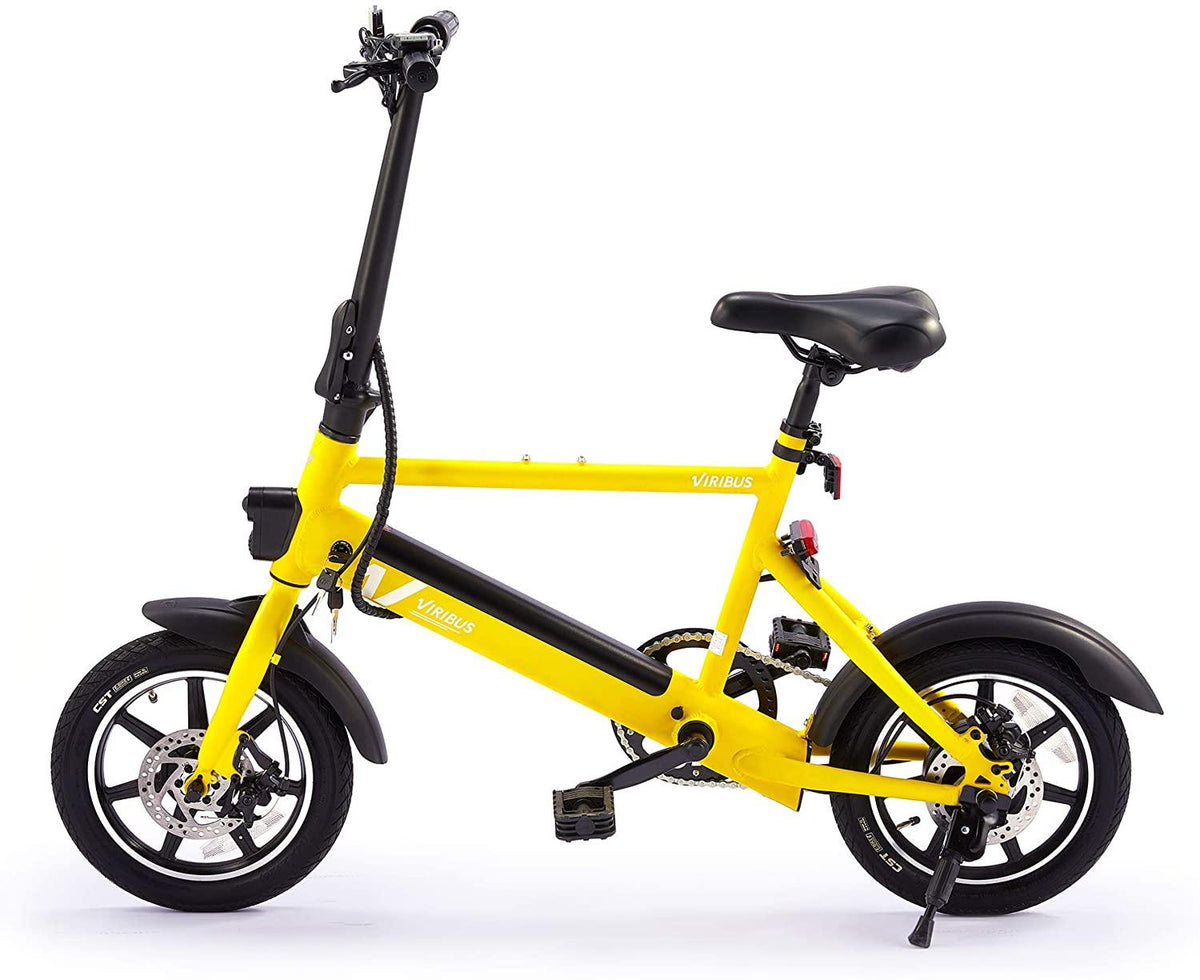 Viribus 14" Electric Bike with Folding Pedals and Handlebar | Cruiser Road Bicycle with 250W Brushless Motor &amp; Adjustable Seat | 6Ah eBike with Aluminum Frame | Adult Road Bike for Men &amp; Women