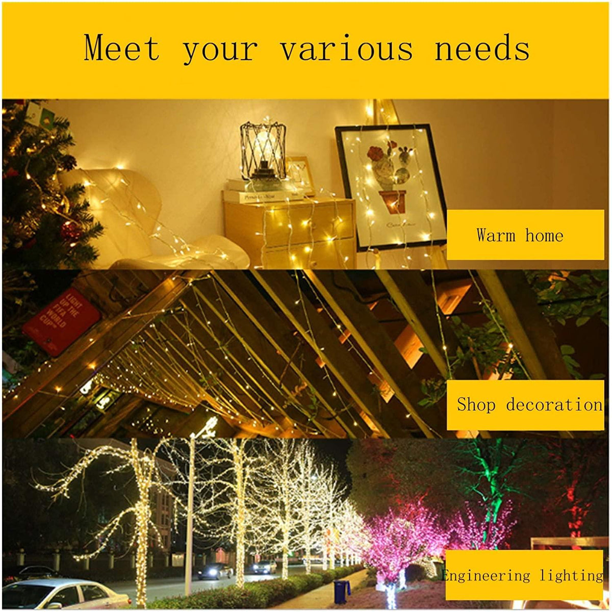 LIUPENGWEI Halloween String Lights ，100-6000 LED Fairy Lights 10M - 600M 8 Lighting Modes Waterproof Outdoor LED String Lights for Bedroom Garden Wedding Curtain Christmas Decoration Ghost Light gar