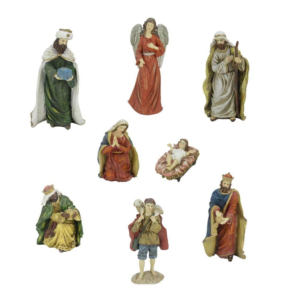 12.25 in. Jewel Tone Inspirational Religious Christmas Nativity Figure Set (8-Piece)