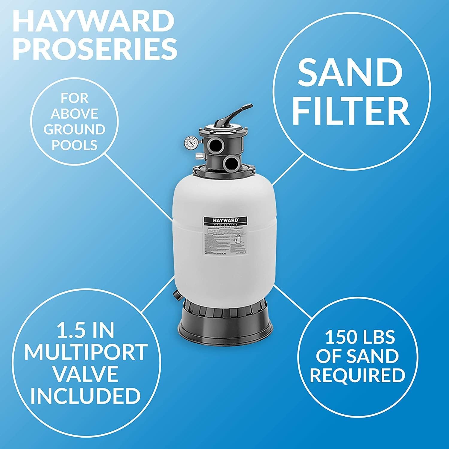 hayward w3s180t93s 18 in. proseries pool sand filter with 1.5 hp matrix pump