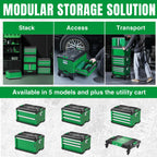 Modular Stackable StoraTool Box, 20.5 Inch, 4-Drawer Steel Box, Magnetic Auto-Lock Mechanism, Holds up to 60 Pounds