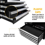 26-Inch 4-Drawer Portable Tool Chest, Metal StoraOrganizer Box, Black - Work Toolbox for Home Garaand Workshop with LocLid and Ball Bearing Slides