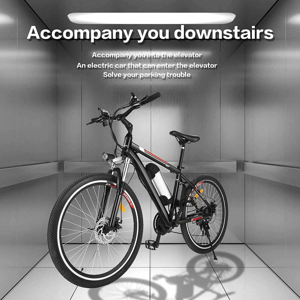 Kemanner 26 inch Electric Mountain Bike 21 Speed 36V 8A Lithium Battery Electric Bicycle for Adult (Black/Red)