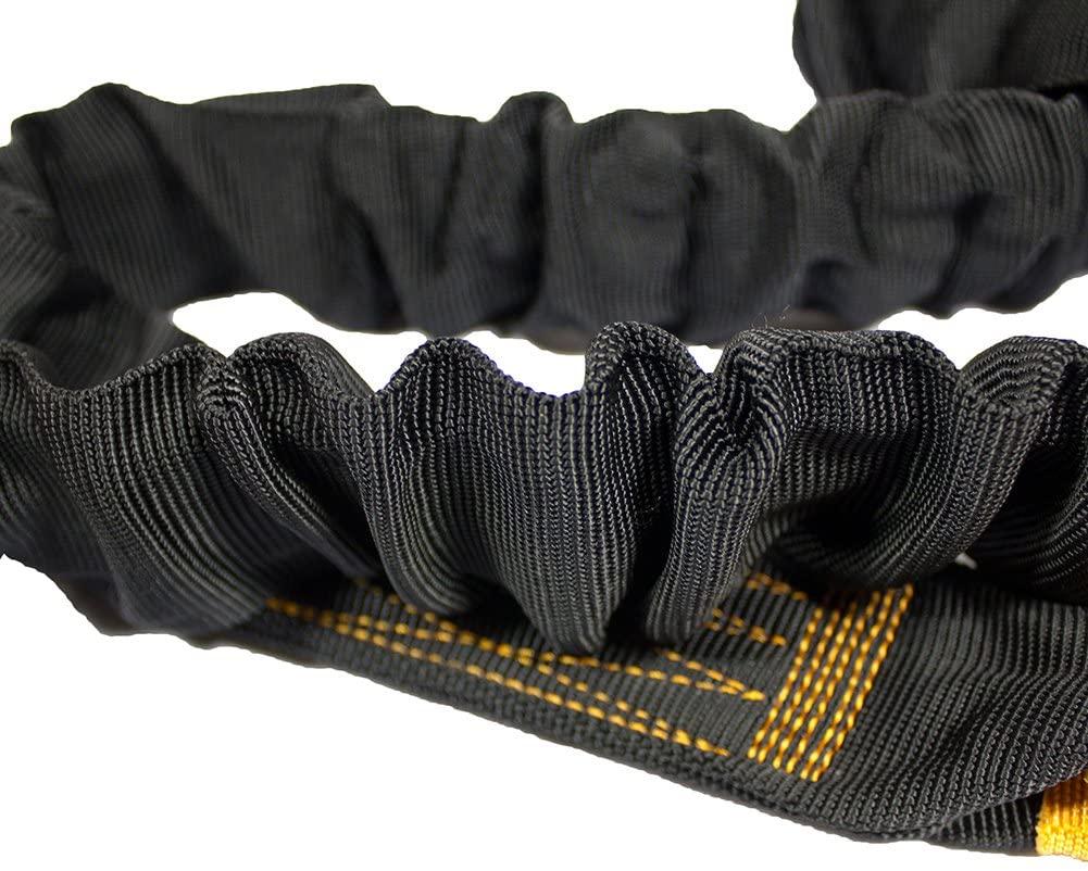 Fusion Climb 4ft 48"x2" Internal Shock Absorbing Ftection Safety Lanyard with Steel Snap Rebar Hooks 23kN Black
