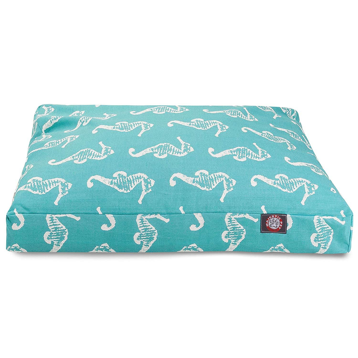 Teal Sea Horse Extra LarRectangle Indoor Outdoor Pet Dog Bed With Removable Washable Cover By Majestic Pet Products