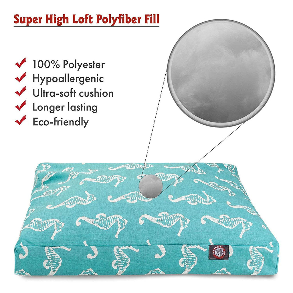Teal Sea Horse Extra LarRectangle Indoor Outdoor Pet Dog Bed With Removable Washable Cover By Majestic Pet Products