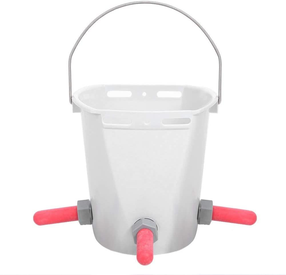 lamb feeder bucket plastic calf feeder bucket calf milk feed bucket multiple nipples lamb calf milk feed bucket for cattle sheep livestock(3 nipple)