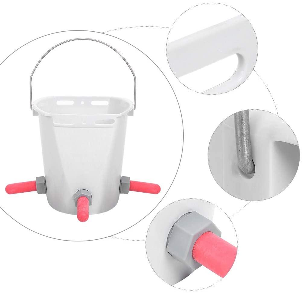 lamb feeder bucket plastic calf feeder bucket calf milk feed bucket multiple nipples lamb calf milk feed bucket for cattle sheep livestock(3 nipple)