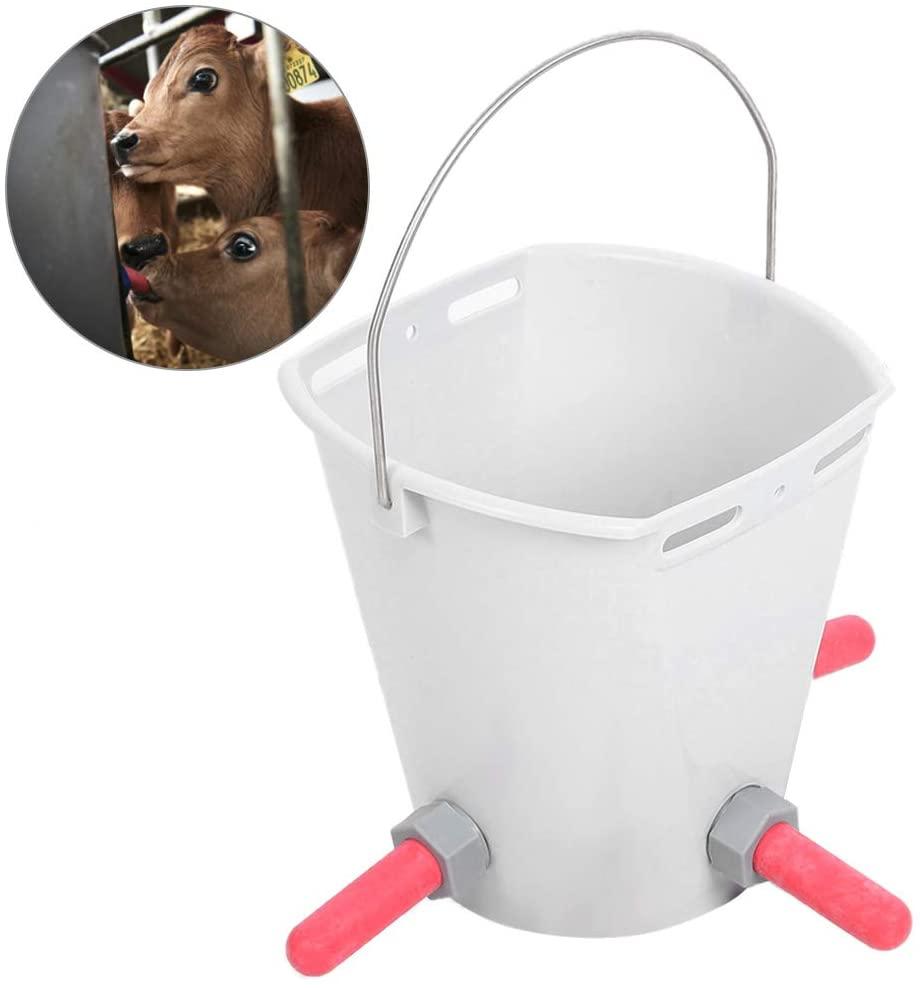 lamb feeder bucket plastic calf feeder bucket calf milk feed bucket multiple nipples lamb calf milk feed bucket for cattle sheep livestock(3 nipple)