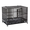 Walcut Heavy Duty Square Tube LarDog CaCrate Kennel Pet Playpen with Wheels and Tray