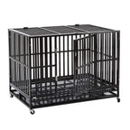 Walcut Heavy Duty Square Tube LarDog CaCrate Kennel Pet Playpen with Wheels and Tray
