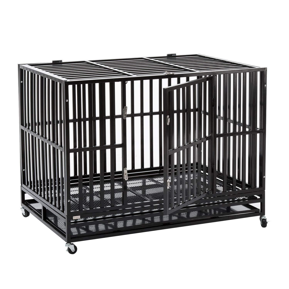 Walcut Heavy Duty Square Tube LarDog CaCrate Kennel Pet Playpen with Wheels and Tray