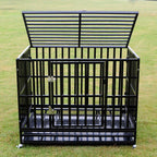 Walcut Heavy Duty Square Tube LarDog CaCrate Kennel Pet Playpen with Wheels and Tray