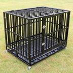 Walcut Heavy Duty Square Tube LarDog CaCrate Kennel Pet Playpen with Wheels and Tray