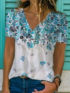 Casual Floral Print Short-Sleeve T-Shirt