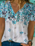 Casual Floral Print Short-Sleeve T-Shirt