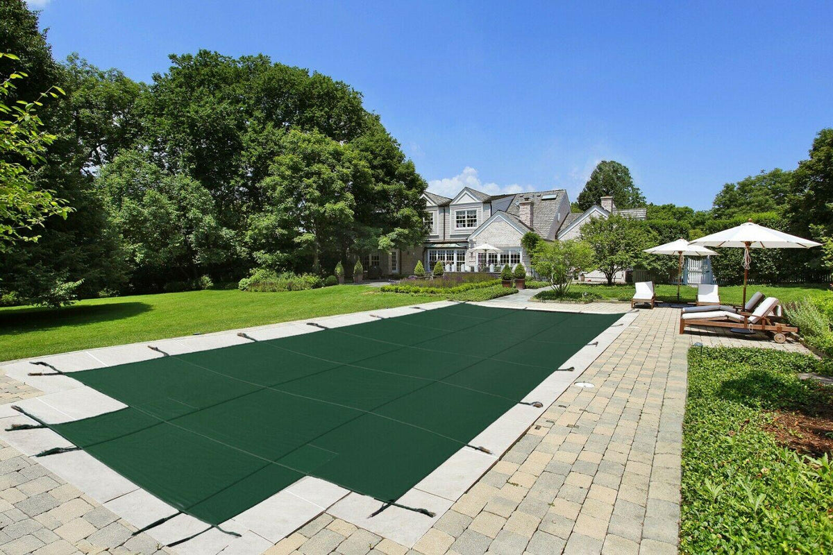 linerworld - in ground safety pool cover - rectangle w/ optional center end step
