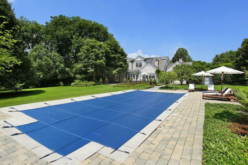linerworld - in ground safety pool cover - rectangle w/ optional center end step