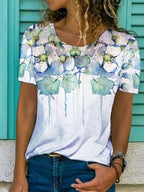 Womens Casual Flower Print Top