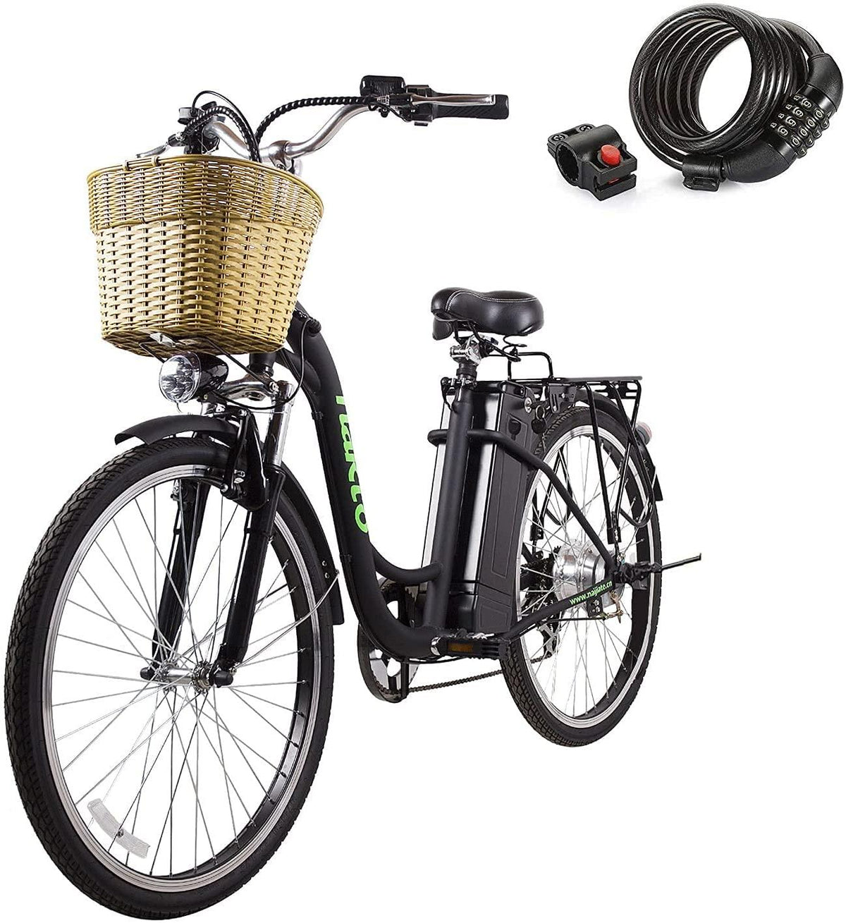 26" 250W Cargo Electric Bicycle 6-Gear Speed Sporting Ebike 36V10A Lithium Battery -Class AAA(Black)
