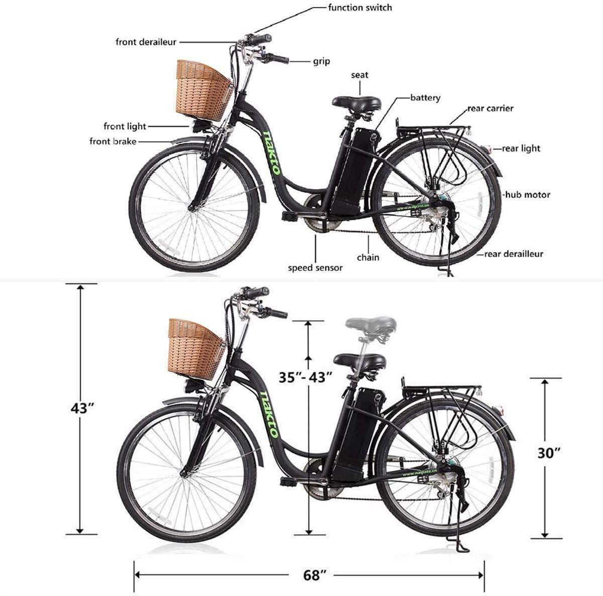 26" 250W Cargo Electric Bicycle 6-Gear Speed Sporting Ebike 36V10A Lithium Battery -Class AAA(Black)