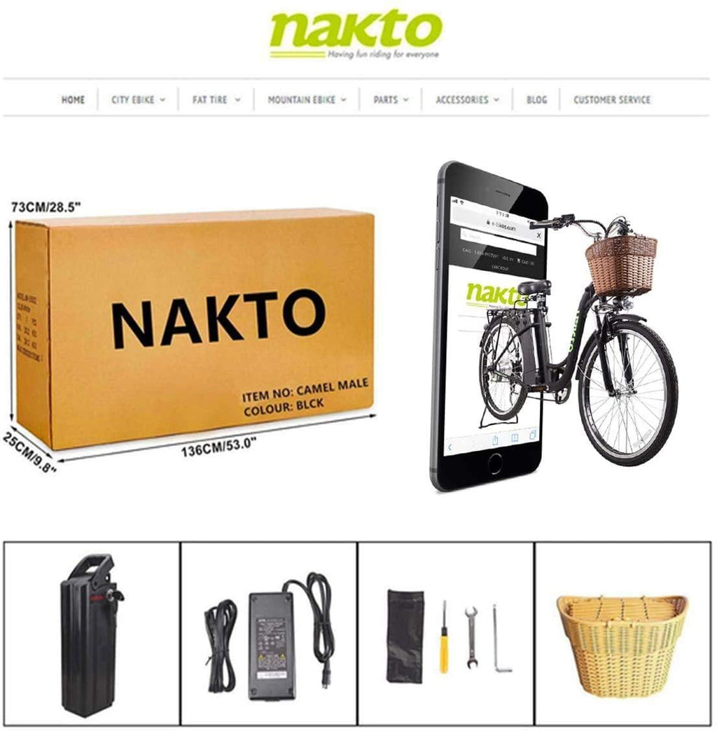 26" 250W Cargo Electric Bicycle 6-Gear Speed Sporting Ebike 36V10A Lithium Battery -Class AAA(Black)